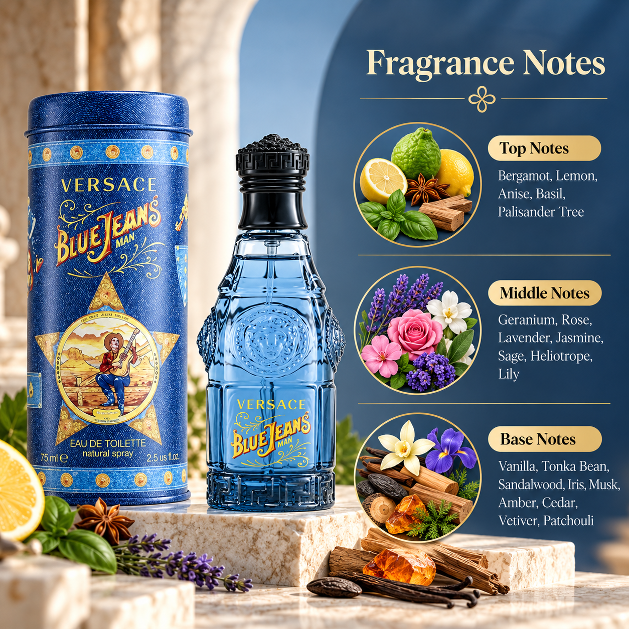 Versace Blue Jeans Eau de Toilette 75 mL for Men