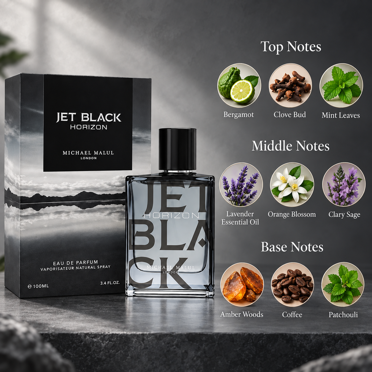 Michael Malul Jet Black Horizon Eau de Parfum 100 mL for Men