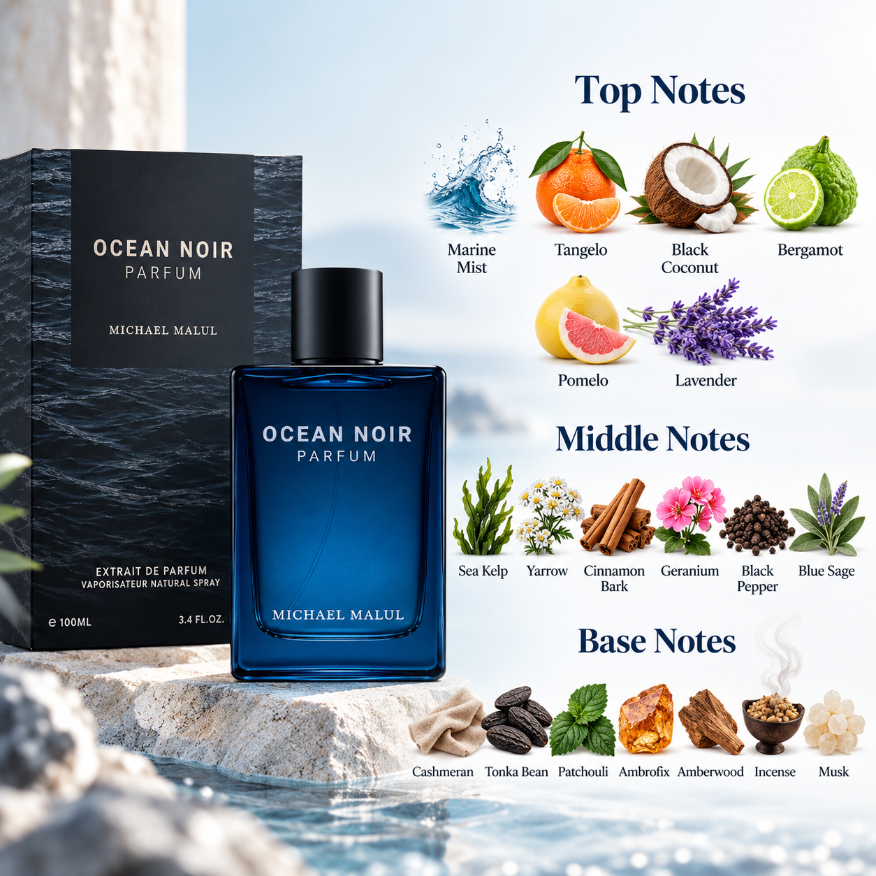 Michael Malul Ocean Noir Extrait de Parfum 100 mL for Men
