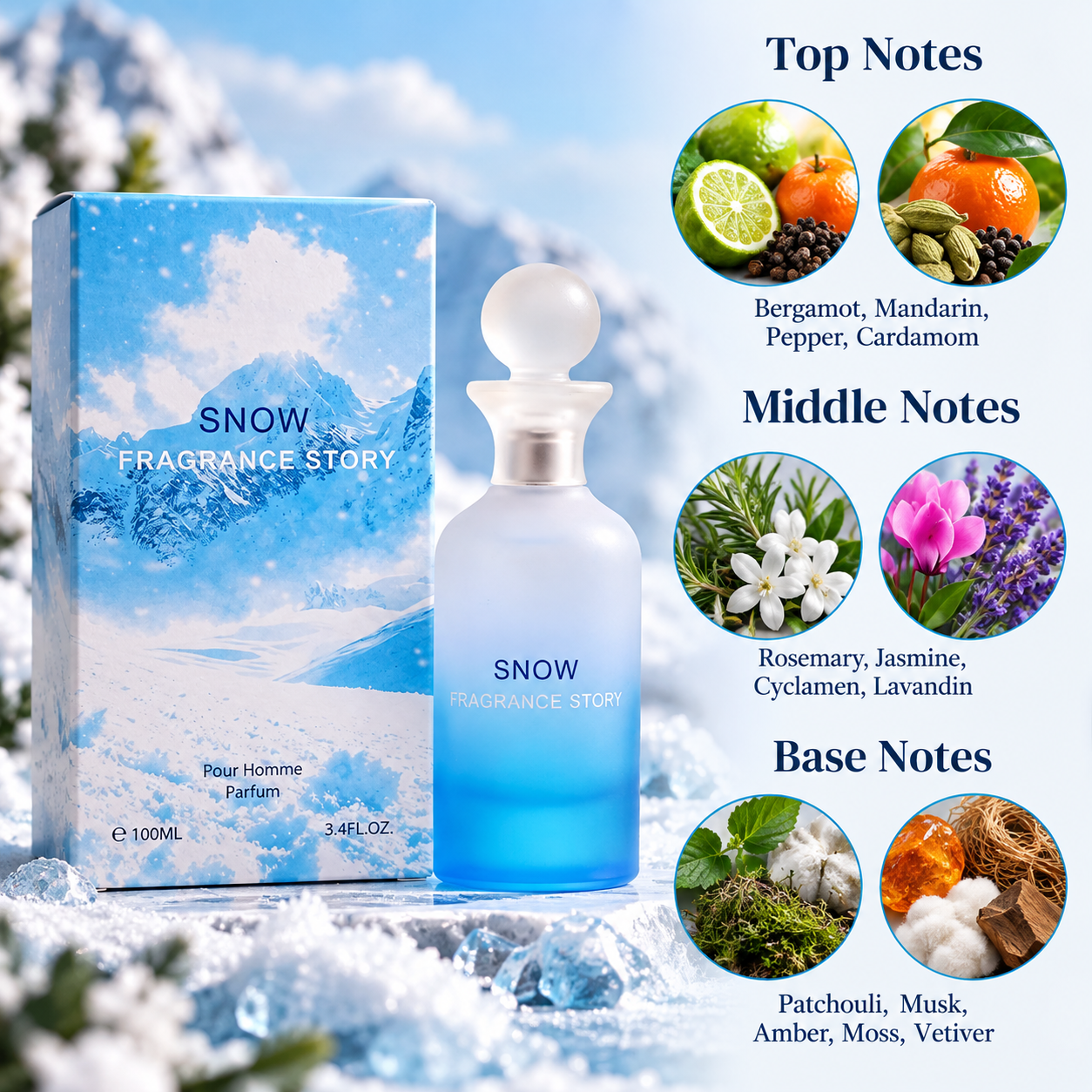 Fragrance Story Snow Parfum 100 mL for Men
