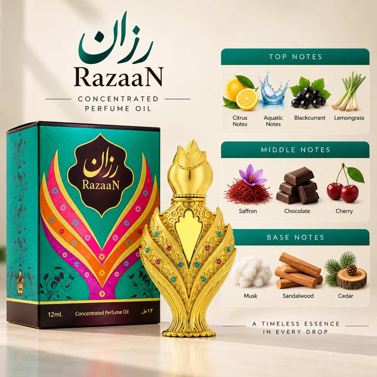 Bait Al Bakhoor Razaan Concentrated Perfume Oil 12 mL for Unisex
