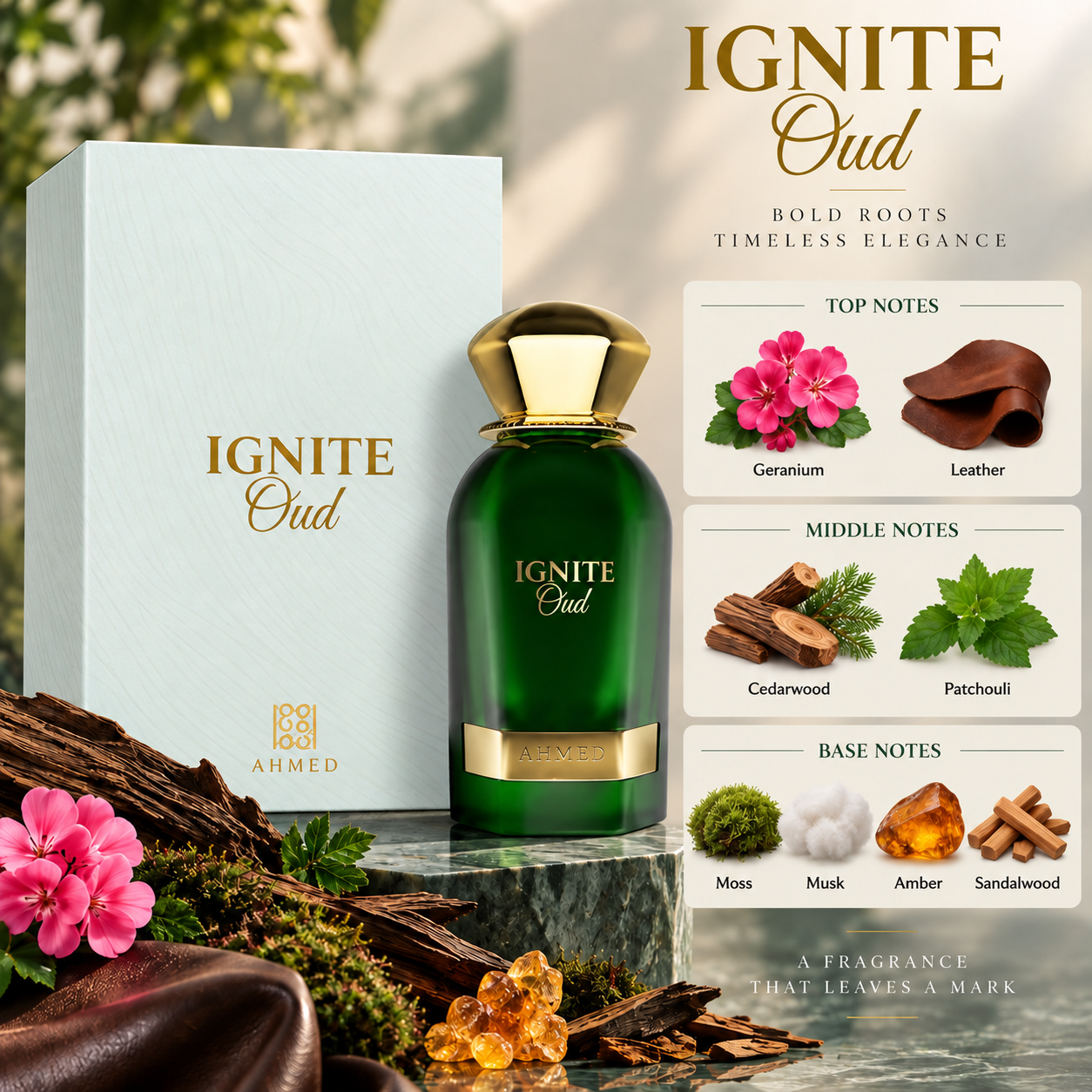 Ahmed Al Maghribi Ignite Oud Extrait de Parfum 60 mL for Unisex