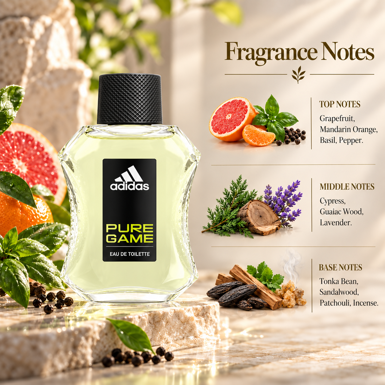 Adidas Pure Game Eau de Toilette 100 mL for Men