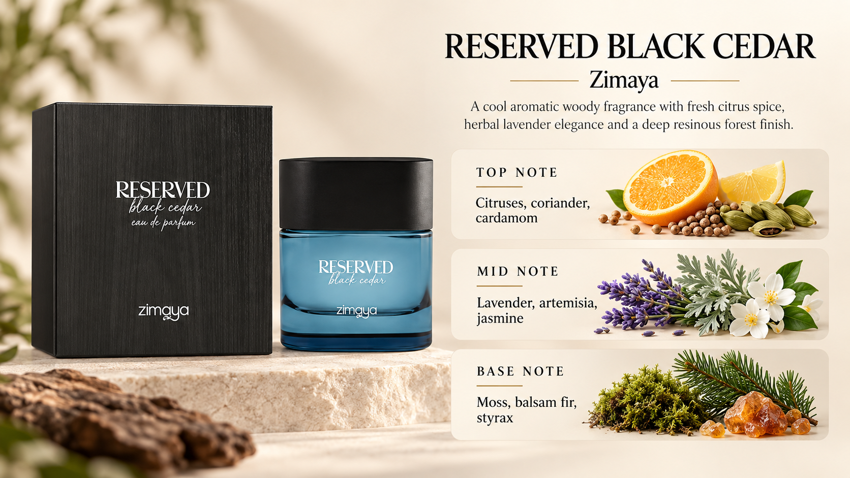 Zimaya Reserved Black Cedar Eau de Parfum 100 mL for Men
