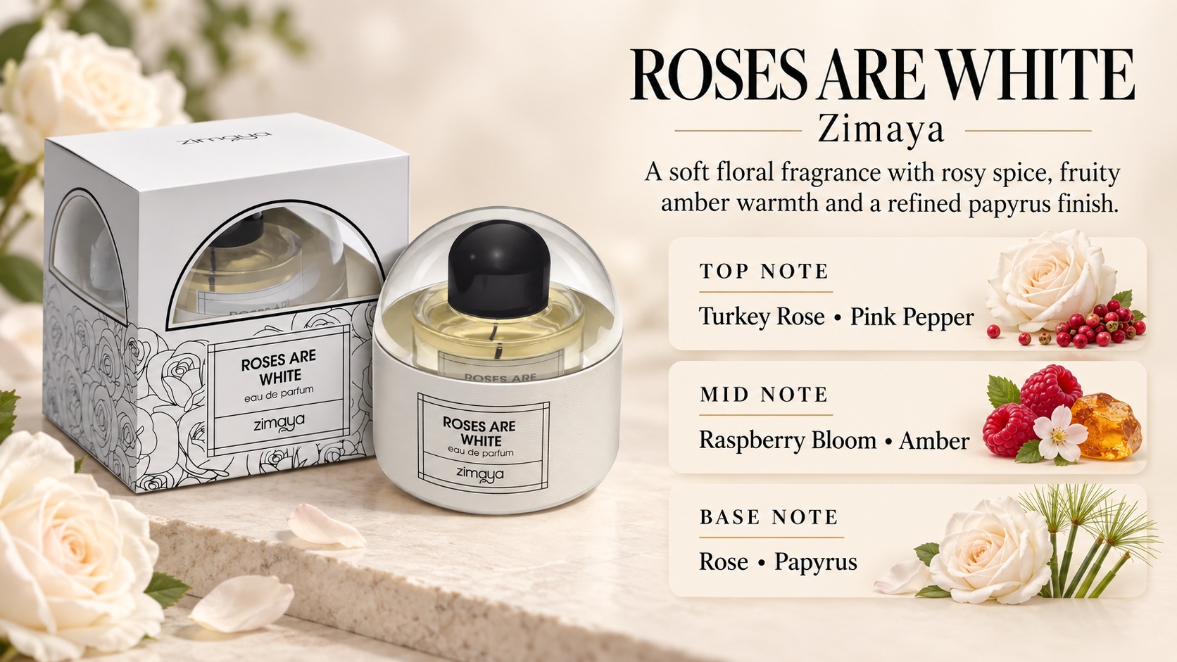 Zimaya Roses Are White Eau de Parfum 100 mL for Men