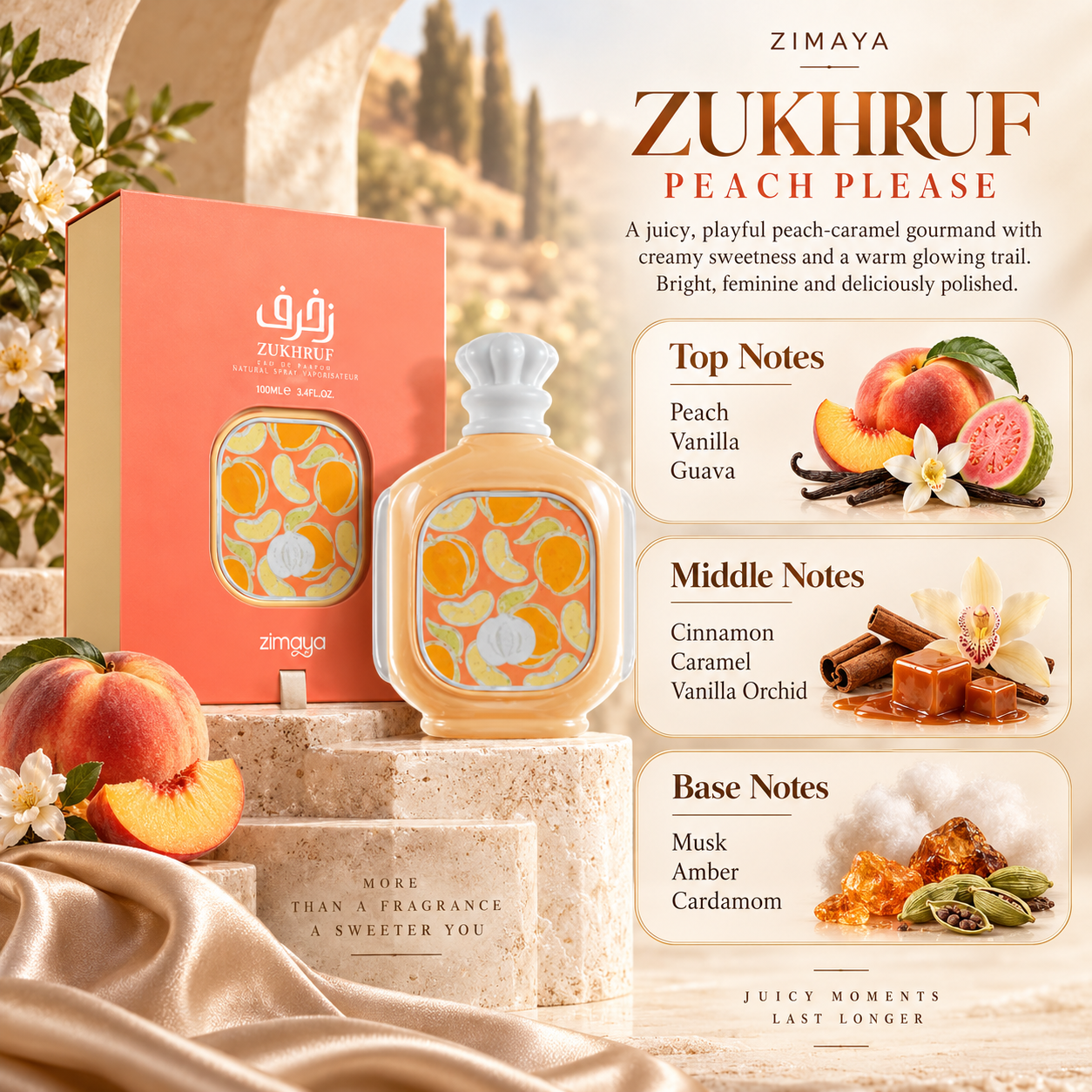 Zimaya Zukhruf Peach Please Eau de Parfum 100 mL for Men